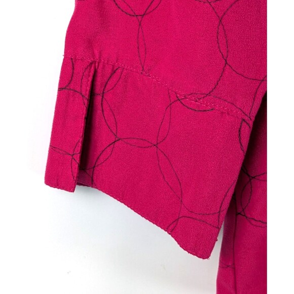 Sag Harbor Button Down Shirt Faux Suede 3/4 Sleeve Pink Petites PS - Picture 5 of 9
